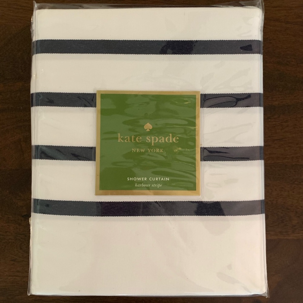 NWT Kate Spade Harbour Stripe Navy Shower Curtain